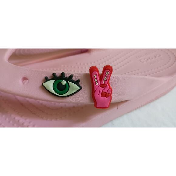 Crocs Pink Platform Flip Flops with Charms size W9 - Picture 8 of 12